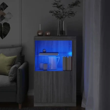 Sideboard with LED lights in Sonoma gray engineered wood by , Lockers and storage cabinets - Ref: Foro24-836628, Price: 109,5...