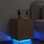 Bedside table with LED lights made of Sonoma oak engineered wood by , Nightstands - Ref: Foro24-836739, Price: 65,70 €, Disco...