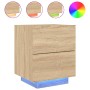 Nachttisch mit LED-Leuchten aus Holzwerkstoff Sonoma Eiche von , Nachttische - Ref: Foro24-836739, Preis: 66,74 €, Rabatt: %