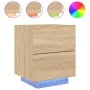 Nachttisch mit LED-Leuchten aus Holzwerkstoff Sonoma Eiche von , Nachttische - Ref: Foro24-836739, Preis: 65,70 €, Rabatt: %