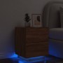 Nightstand with LED lights made of engineered oak wood in brown. by , Nightstands - Ref: Foro24-836747, Price: 64,08 €, Disco...