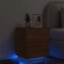 Nightstand with LED lights made of engineered oak wood in brown. by , Nightstands - Ref: Foro24-836747, Price: 62,02 €, Disco...