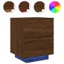 Nightstand with LED lights made of engineered oak wood in brown. by , Nightstands - Ref: Foro24-836747, Price: 62,02 €, Disco...