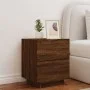 Nightstand with LED lights made of engineered oak wood in brown. by , Nightstands - Ref: Foro24-836747, Price: 62,02 €, Disco...