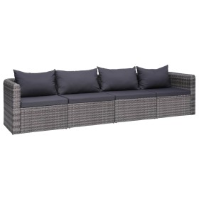 4-piece garden sofa set and gray synthetic rattan cushions by vidaXL, Outdoor sofas - Ref: Foro24-44164, Price: 326,91 €, Dis...