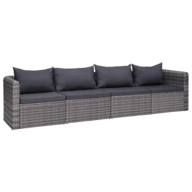 4-teiliges Gartensofa-Set und graue synthetische Rattankissen von vidaXL, Outdoor-Sofas - Ref: Foro24-44164, Preis: 306,87 €,...