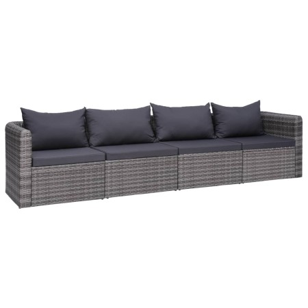 4-teiliges Gartensofa-Set und graue synthetische Rattankissen von vidaXL, Outdoor-Sofas - Ref: Foro24-44164, Preis: 346,75 €,...
