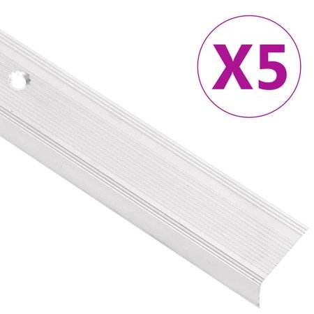 Perfiles de peldaños forma de L 5 uds aluminio plata 100 cm en Escaleras | Comprar online en Foro24