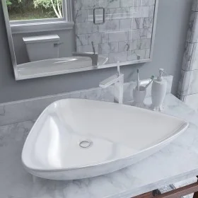 White triangular ceramic sink 645x455x115 mm by vidaXL, Sinks - Ref: Foro24-142997, Price: 62,65 €, Discount: %