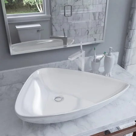 Lavabo de cerámica triangular blanco 645x455x115 mm de vidaXL, Lavabos - Ref: Foro24-142997, Precio: 62,36 €, Descuento: %
