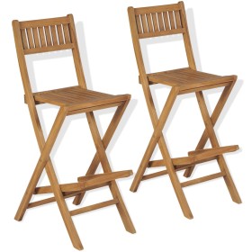 Klappbare Garten-Barhocker, 2 Stück, massives Teakholz von vidaXL, Gartenstühle - Ref: Foro24-43806, Preis: 227,42 €, Rabatt: %
