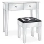 Tocador espejado con taburete de MDF y vidrio de vidaXL, Tocadores para dormitorios - Ref: Foro24-246661, Precio: 270,66 €, D...