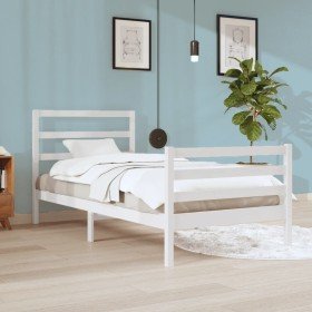 Estructura de cama sin colchón madera de pino blanca 90x200 cm Estructura de cama sin colchón madera de pino blanca 90x200 cm