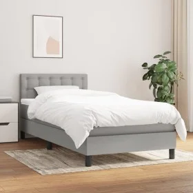Box spring bed with light gray fabric mattress 80x200 cm by , Beds and slatted bases - Ref: Foro24-3140329, Price: 264,07 €, ...