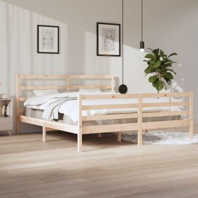 Estructura de cama sin colchón madera maciza de pino 200x200 cm Estructura de cama sin colchón madera maciza de pino 200x200 cm