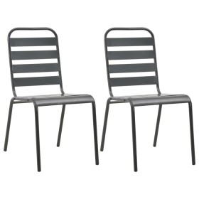 Sillas de jardín apilables 2 unidades acero gris de vidaXL, Sillas de jardín - Ref: Foro24-44257, Precio: 117,77 €, Descuento: %