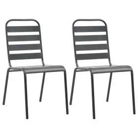 Stackable garden chairs 2 units gray steel by vidaXL, Garden chairs - Ref: Foro24-44257, Price: 104,83 €, Discount: %
