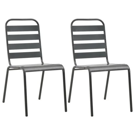Sillas de jardín apilables 2 unidades acero gris de vidaXL, Sillas de jardín - Ref: Foro24-44257, Precio: 104,83 €, Descuento: %