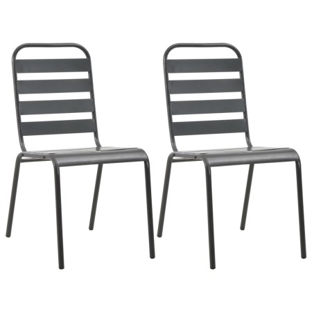 Stackable garden chairs 2 units gray steel by vidaXL, Garden chairs - Ref: Foro24-44257, Price: 117,77 €, Discount: %