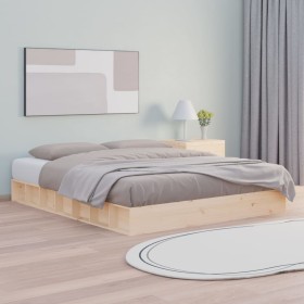 Estructura de cama de madera maciza 150x200 cm