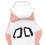 Silla gaming masaje y reposapiés cuero sintético blanco y rosa de , Sillones para videojuegos - Ref: Foro24-345420, Precio: 1...