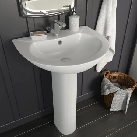 Lavabo de pie de cerámica blanco 520x440x190 mm de vidaXL, Lavabos - Ref: Foro24-142999, Precio: 143,99 €, Descuento: %