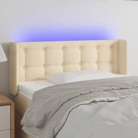 Cream fabric headboard with LED 103x16x78/88 cm by , Headboards and footboards - Ref: Foro24-3123665, Price: 52,33 €, Discoun...