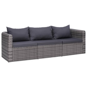 3-piece garden sofa set with gray synthetic rattan cushions by vidaXL, Outdoor sofas - Ref: Foro24-44163, Price: 339,96 €, Di...