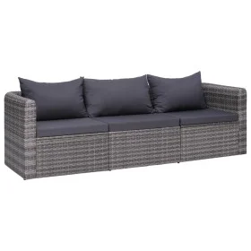 3-piece garden sofa set with gray synthetic rattan cushions by vidaXL, Outdoor sofas - Ref: Foro24-44163, Price: 294,84 €, Di...