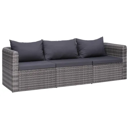 3-piece garden sofa set with gray synthetic rattan cushions by vidaXL, Outdoor sofas - Ref: Foro24-44163, Price: 294,84 €, Di...