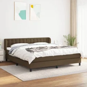 Box spring bed with dark brown fabric mattress 160x200 cm by , Beds and slatted bases - Ref: Foro24-3126576, Price: 501,15 €,...