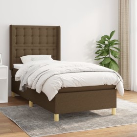 Cama box spring con colchón tela marrón oscuro 80x200 cm de , Camas y somieres - Ref: Foro24-3132268, Precio: 332,48 €, Descu...