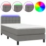 Box spring bed mattress and LED lights dark gray fabric 80x200 cm by , Beds and slatted bases - Ref: Foro24-3133430, Price: 3...