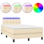Box spring bed with mattress and LED cream fabric 120x200 cm by , Beds and slatted bases - Ref: Foro24-3133466, Price: 376,95...