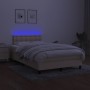 Box spring bed with mattress and LED cream fabric 120x200 cm by , Beds and slatted bases - Ref: Foro24-3133466, Price: 376,88...