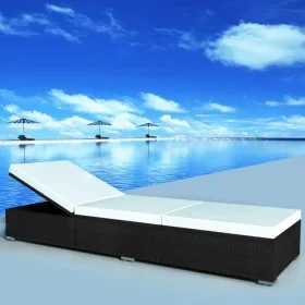 Lounger with black synthetic rattan cushion by vidaXL, Loungers - Ref: Foro24-44404, Price: 158,81 €, Discount: %