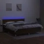 Box spring bed with LED mattress dark brown fabric 160x200 cm by , Beds and slatted bases - Ref: Foro24-3134048, Price: 470,0...