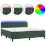 Box spring bed with mattress and LED dark green velvet 160x200cm by , Beds and slatted bases - Ref: Foro24-3134654, Price: 50...