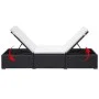 Lounger with black synthetic rattan cushion by vidaXL, Loungers - Ref: Foro24-44404, Price: 158,81 €, Discount: %