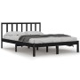 Estructura de cama madera maciza de pino negra 150x200 cm