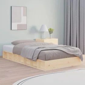 Solid wood single bed frame 90x190 cm by , Beds and slatted bases - Ref: Foro24-820701, Price: 74,78 €, Discount: %