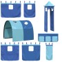 Cortinas para cama alta con túnel y torre azul