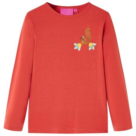 Camiseta infantil de manga larga rojo tostado 140