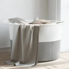 Cesta para ropa sucia algodón gris y blanco Ø55x36 cm by , Laundry baskets - Ref: Foro24-358470, Price: 27,35 €, Discount: %