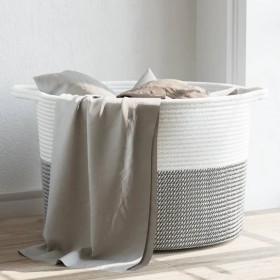 Wäschekorb aus grauer und weißer Baumwolle Ø55x36 cm von , Wäschekörbe - Ref: Foro24-358470, Preis: 30,09 €, Rabatt: %
