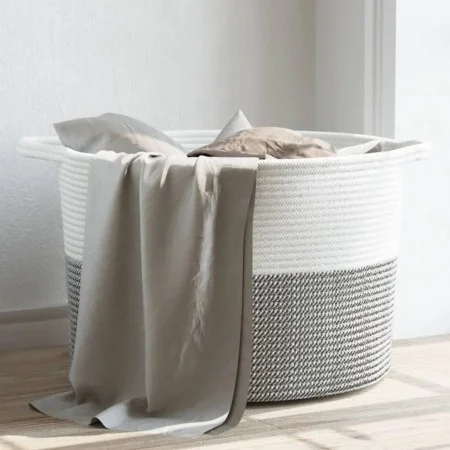 Cesta para ropa sucia algodón gris y blanco Ø55x36 cm by , Laundry baskets - Ref: Foro24-358470, Price: 27,35 €, Discount: %