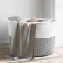Wäschekorb aus grauer und weißer Baumwolle Ø55x36 cm von , Wäschekörbe - Ref: Foro24-358470, Preis: 30,09 €, Rabatt: %