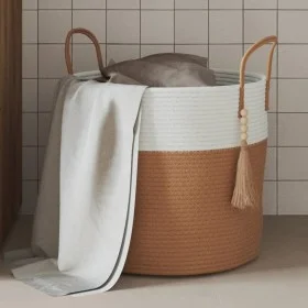 Cesta de almacenaje algodón marrón y blanco Ø40x35 cm by , Baskets - Ref: Foro24-358498, Price: 25,66 €, Discount: %