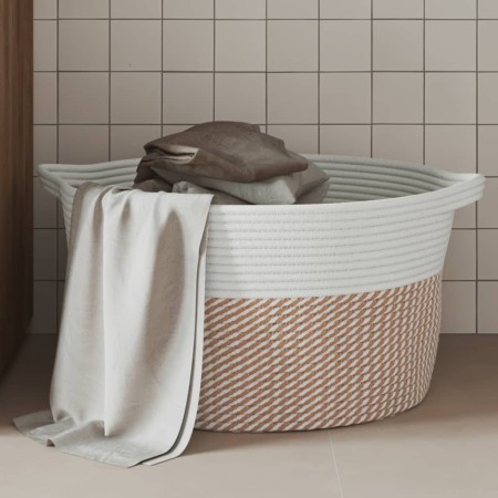 Cesta de almacenaje algodón marrón y blanco Ø40x25 cm by , Baskets - Ref: Foro24-358464, Price: 25,06 €, Discount: %