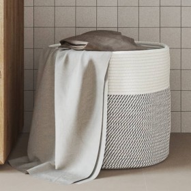 Aufbewahrungskorb aus grauer und weißer Baumwolle Ø40x35 cm von , Körbe - Ref: Foro24-358466, Preis: 27,84 €, Rabatt: %